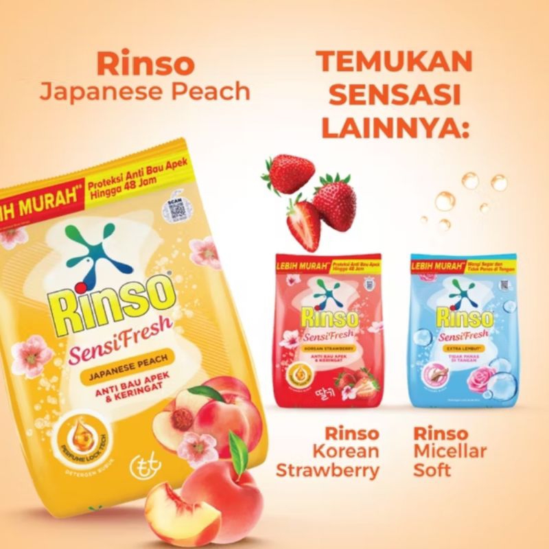 Rinso Sensi Fresh Rinso Bubuk Detergen Rinso Bubuk Kemasan 1.5 kg