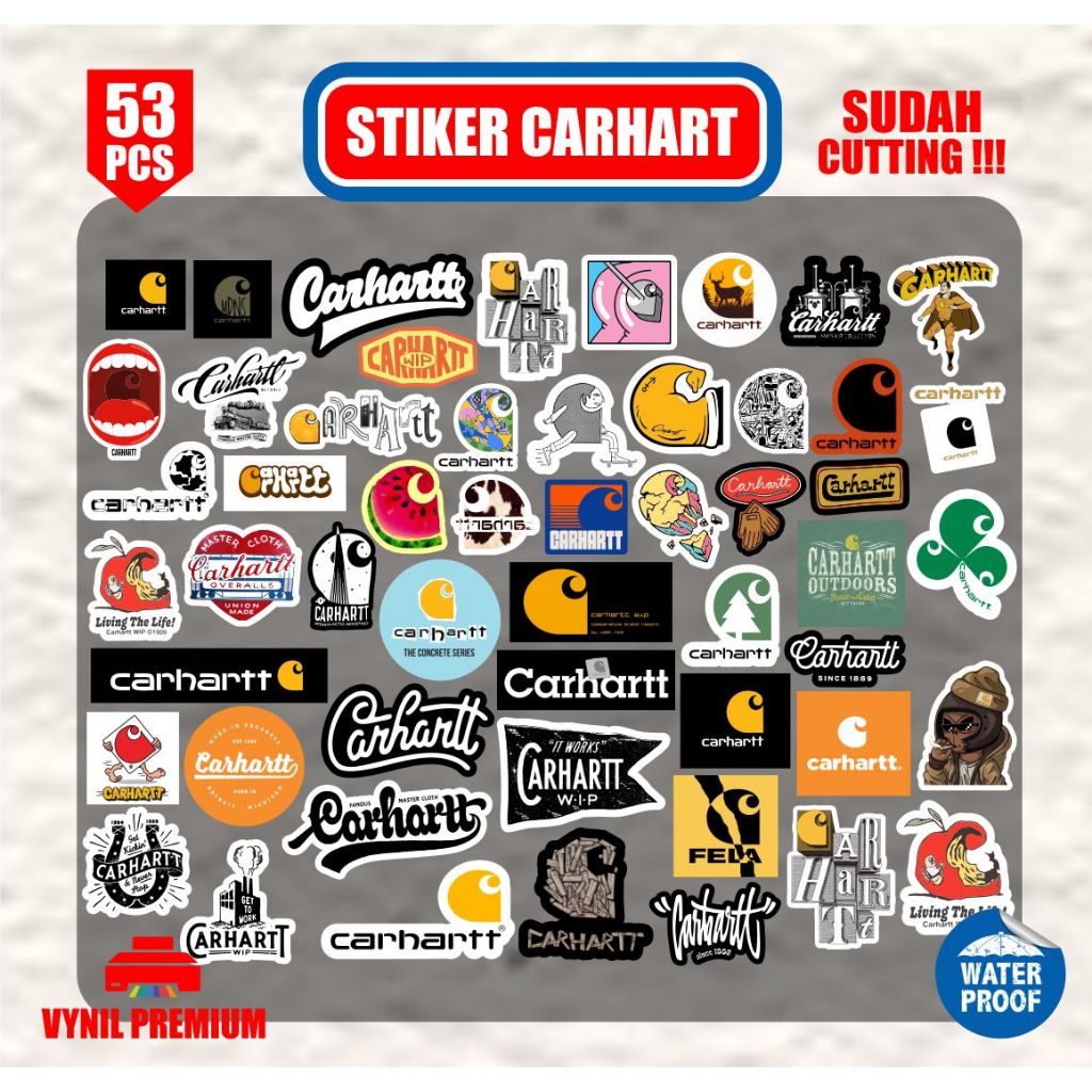 

Stiker Carharttt isi 53pcs vynil anti air sudah cutting