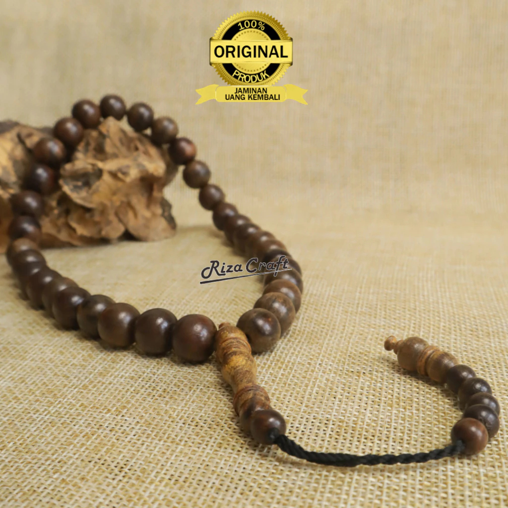 Tasbih Kayu Gaharu Wangi Asli Kalimantan Oval isi 33 Butir Motif Zebra Original Nyaman