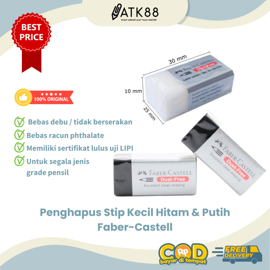 

[ATK88] Penghapus Faber Castell Kecil Putih / Hitam Bebas Debu - Dust Free Eraser