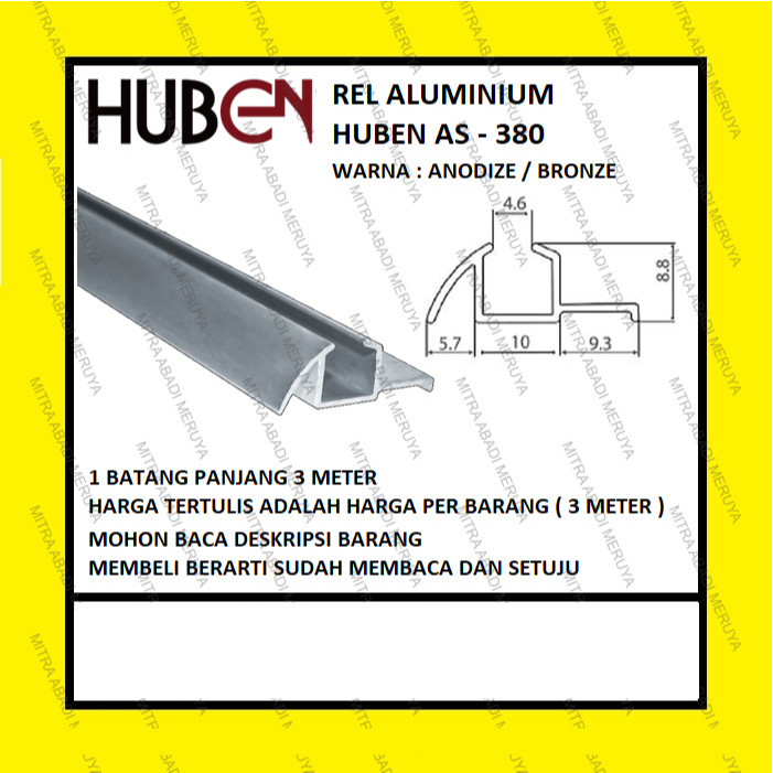 Rel Sliding Pintu Lemari Geser 380 Anodize