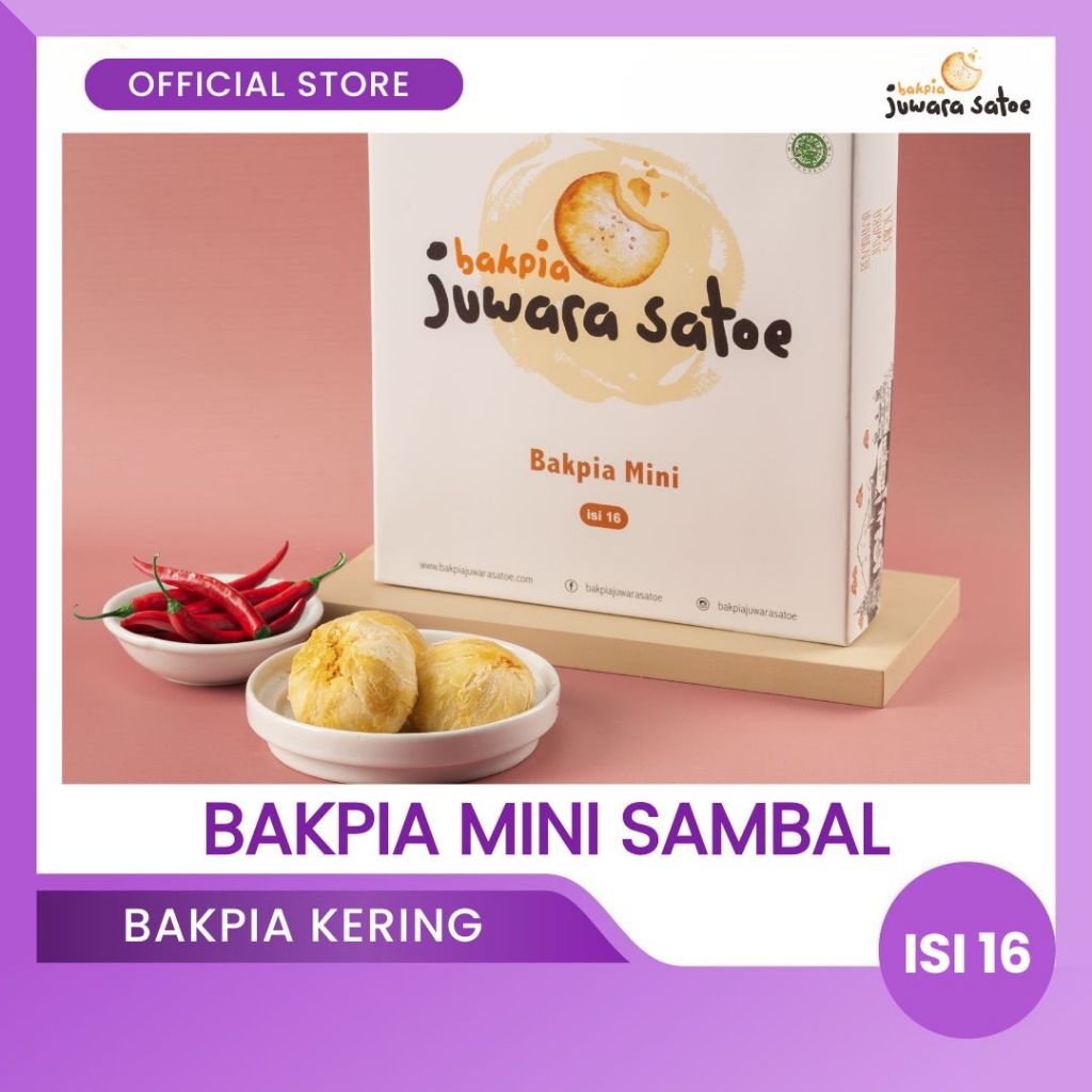 

BAKPIA JUWARA SATOE [ Isi 16 ] Bakpia Mini Sambal - Oleh Oleh Khas Jogja