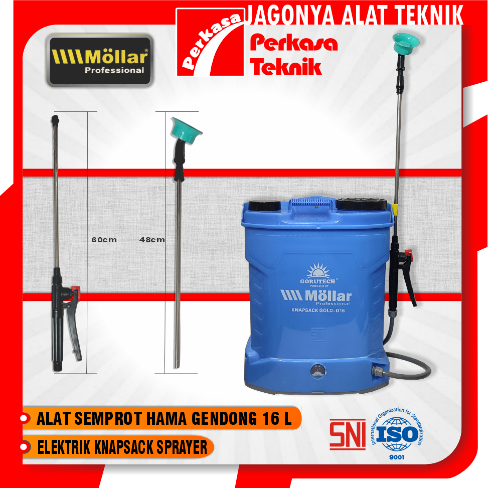 Mollar Alat Semprot Hama Gendong 16 Liter Single Elektrik Knapsack Sprayer SNI ISO 9001