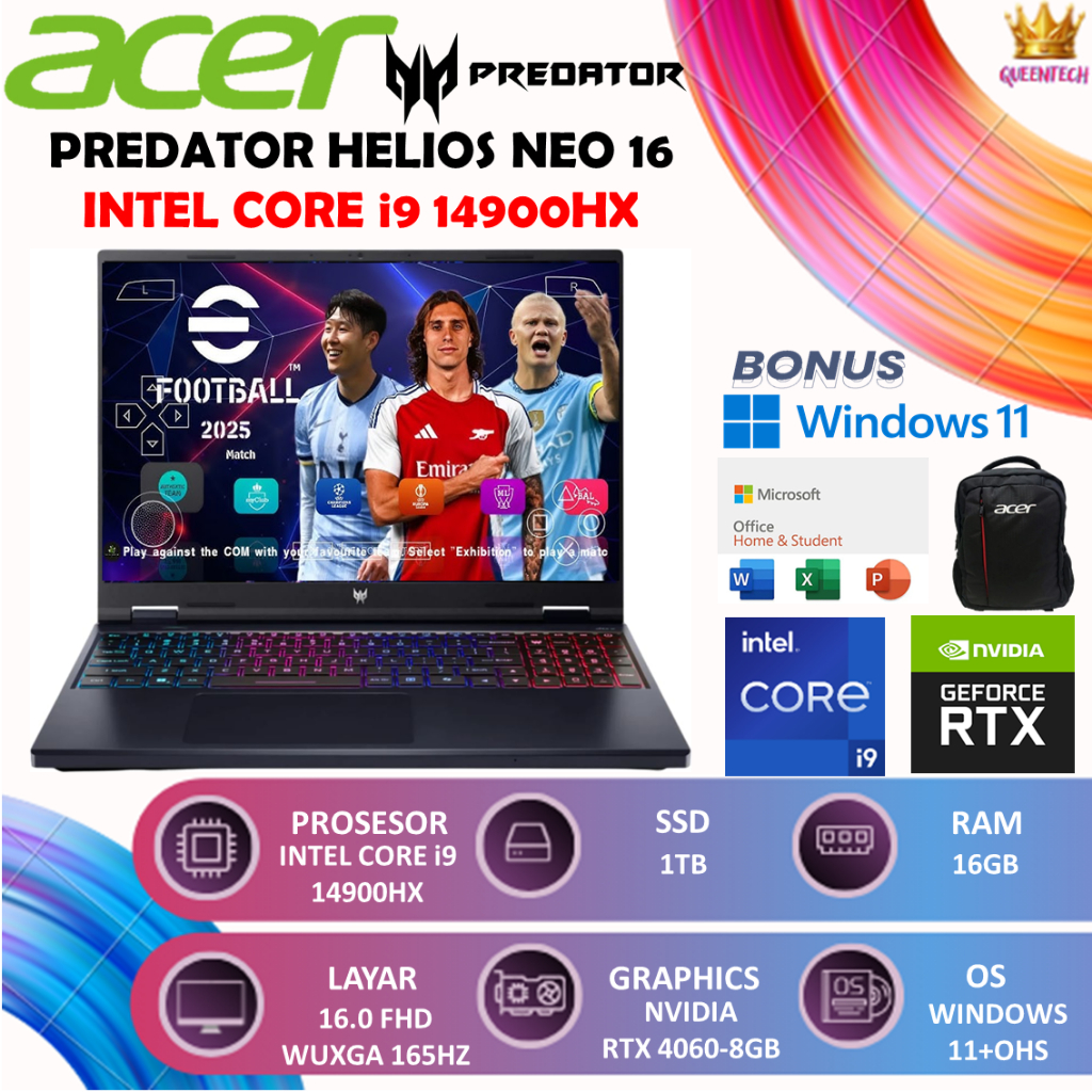 Acer PREDATOR HELIOS NEO 16 Intel Core i9 14900HX RTX 4060 [16GB/1TB] 16.0 FHD 180Hz Windows11+OHS