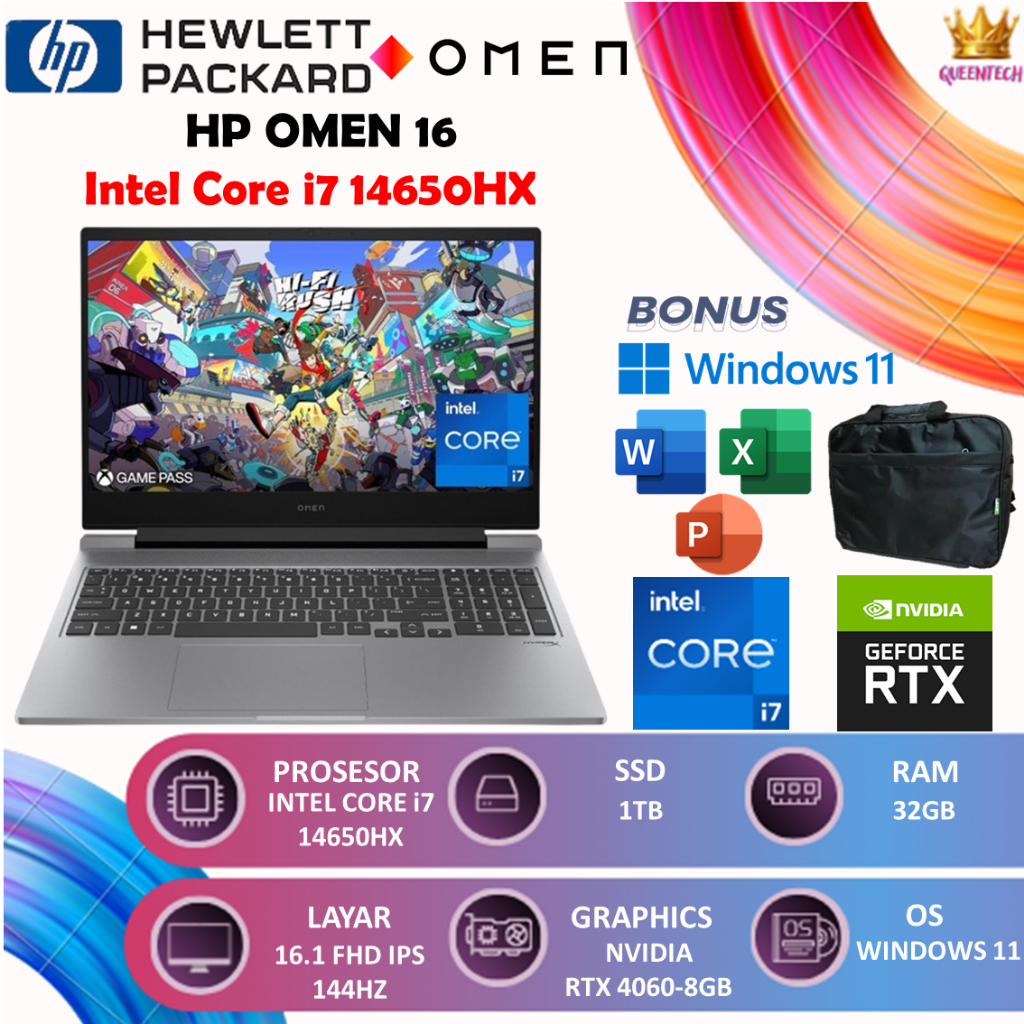 HP OMEN 16 i7 14650HX RTX 4060 32GB 1TB 16.1" FHD IPS 144Hz Windows 11