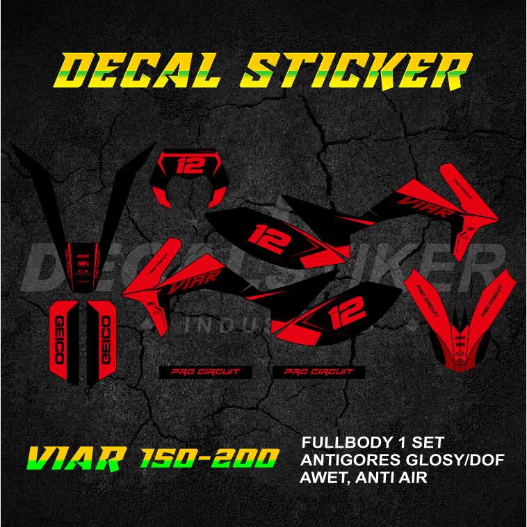 DECAL STIKER VIAR CX 200 FULLBODY (008) DEKAL STICKER CROSS X 150 SE GT MERAH JINGGA OREN ORANYE ORA
