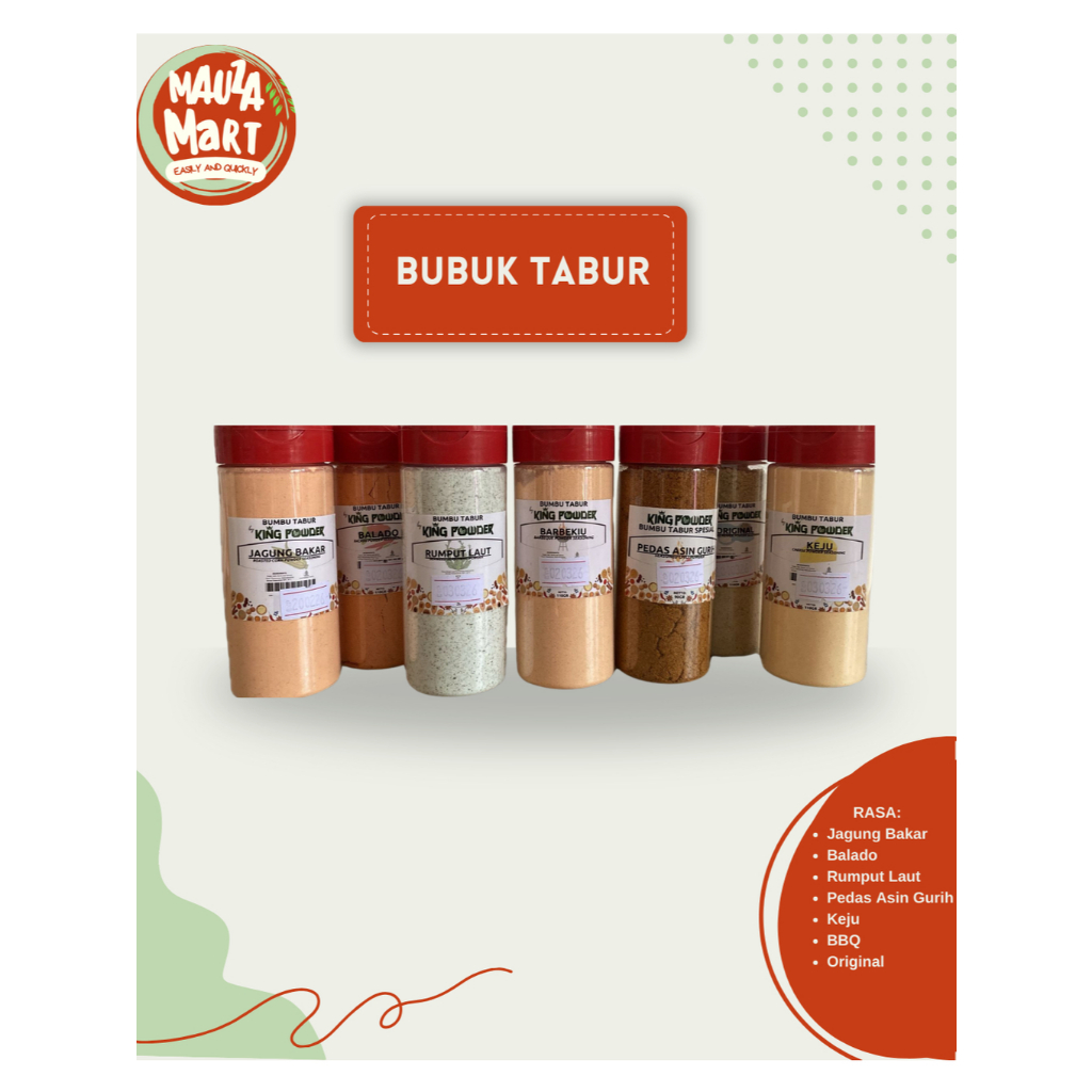 

Mauza Mart + Bubuk Tabur + Bumbu Taiwan Crispy Chicken (Shihlin)