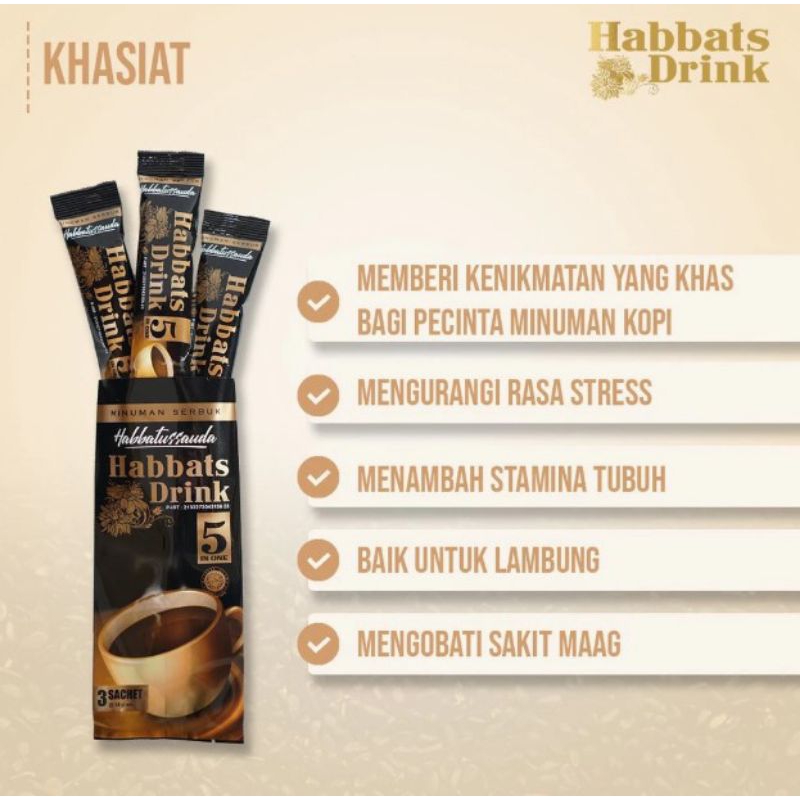 

Kopi Herbal Habbats Drink Penuh Manfaat Isi 10pcs