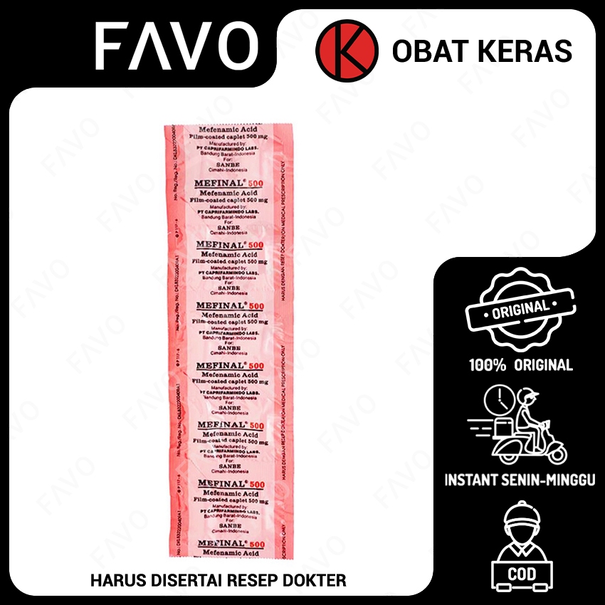 Mefinal Mefenamic Acid 500 mg Obat Pereda Nyeri - 10 Tablet