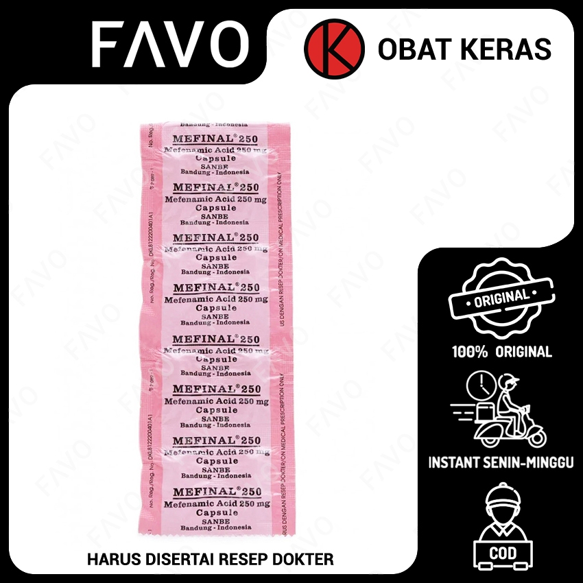 Mefinal Mefenamic Acid 250 mg Obat Pereda Nyeri - 10 Tablet