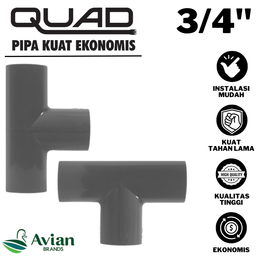 QUAD TEE 3/4 AW INCH QUADT 3/4 AW INCH SAMBUNGAN T 3/4 INCH QUAD
