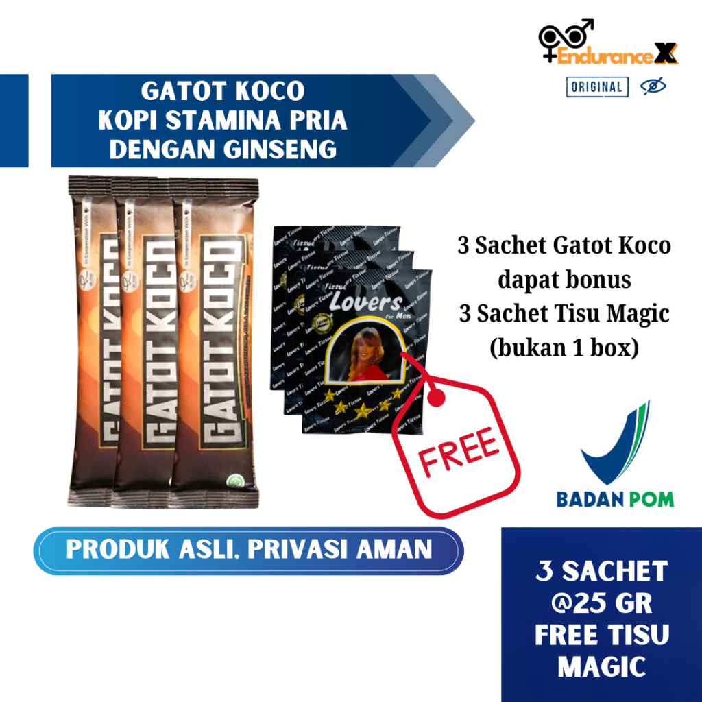 

(3 Sachet Bonus Tisu Magic) Kopi Gatot Koco Original 100% Asli by dR. Richard Lee BPOM | dR. Hen