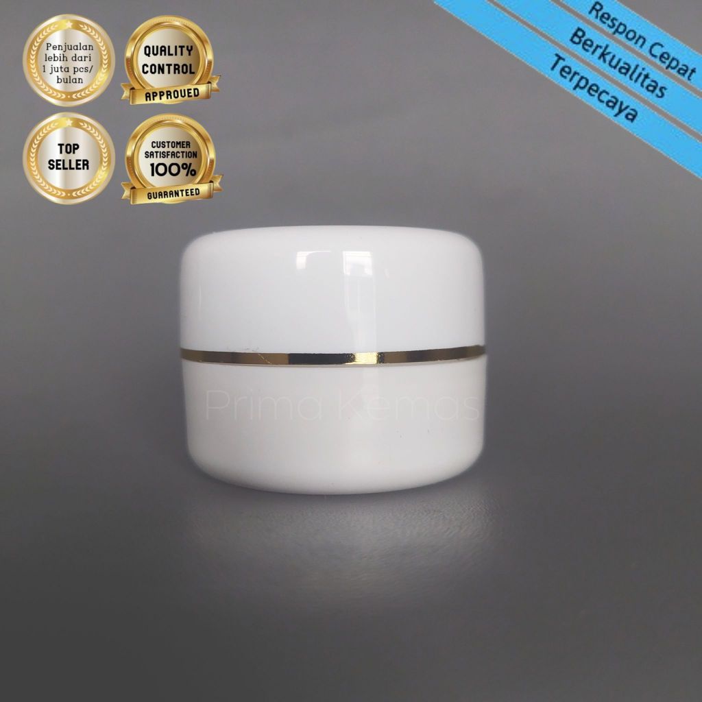 Pot Krim 10 gr - pot kosmetik - pot skincare - Pot Cream PS PP 10 gr Putih List Gold