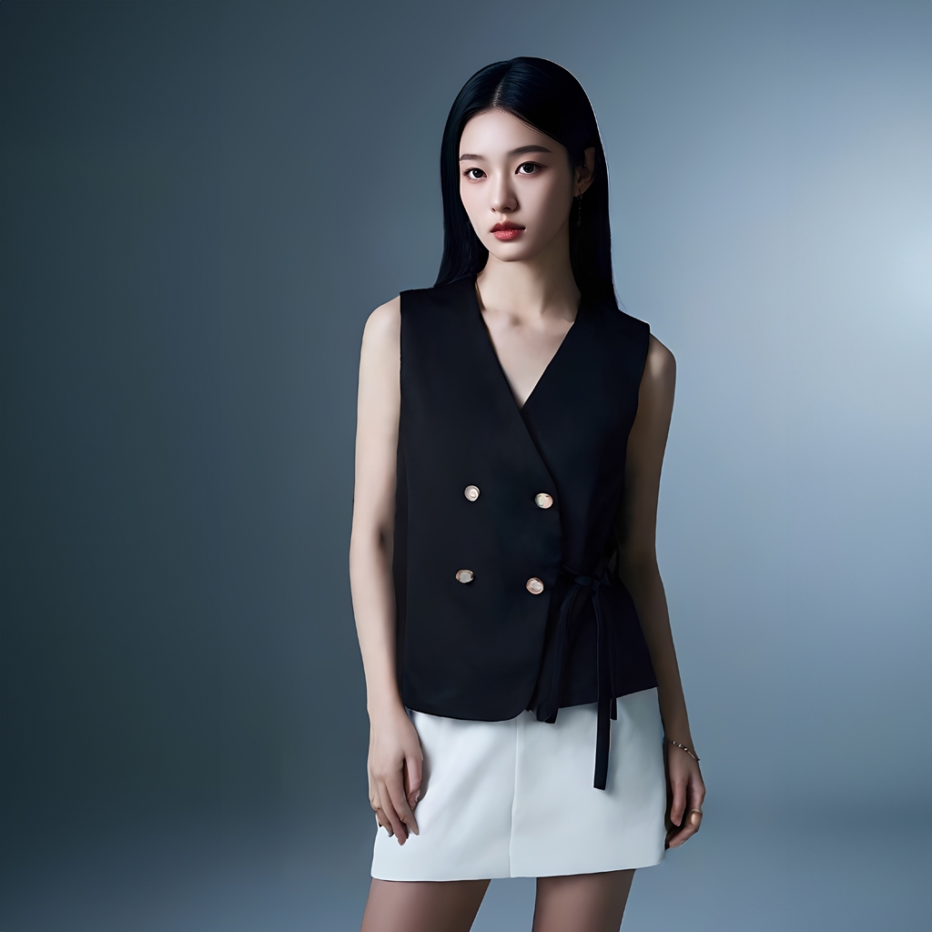 Vest / Rompi Semi Wool Hitam Abu Abu Merah Muda dan Coklat