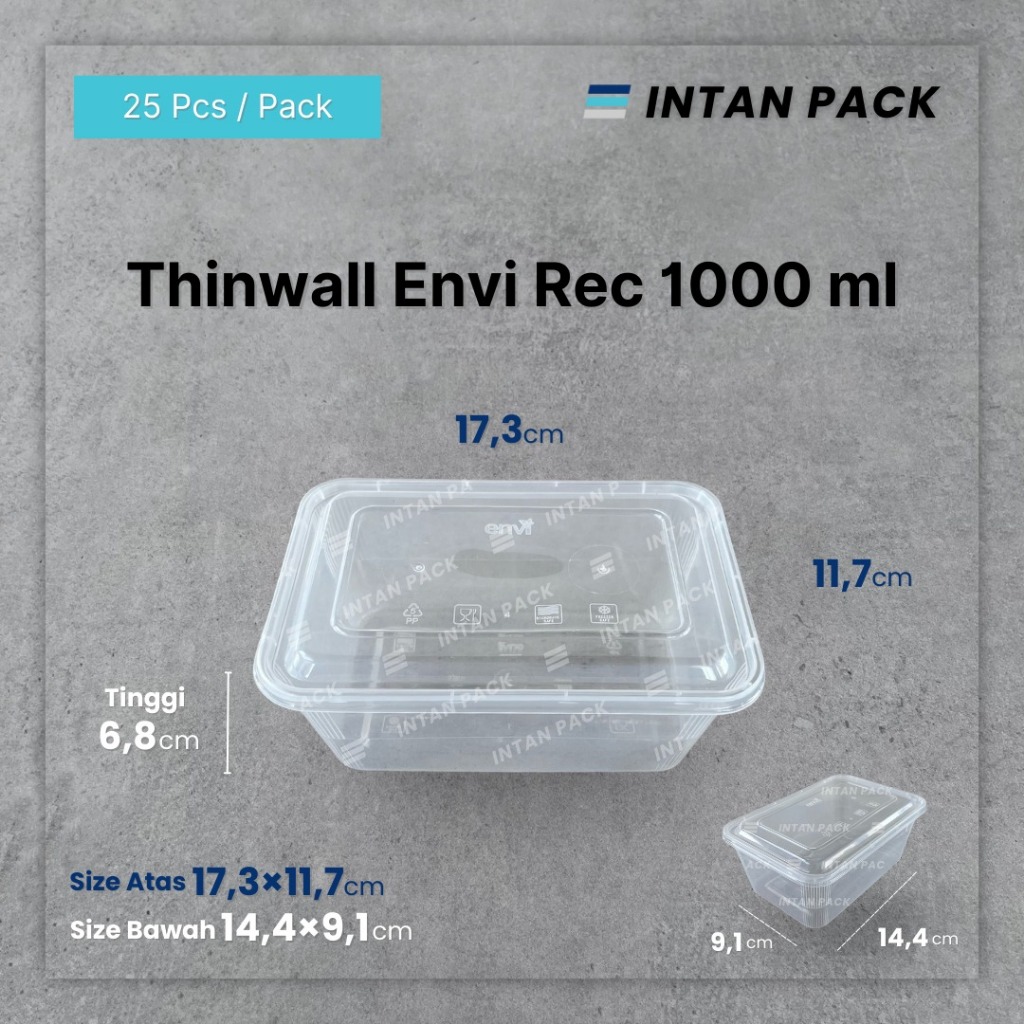 Thinwall PERSEGI RECTANGLE BENING 1000 ml ENVI REC ( 25 pcs )