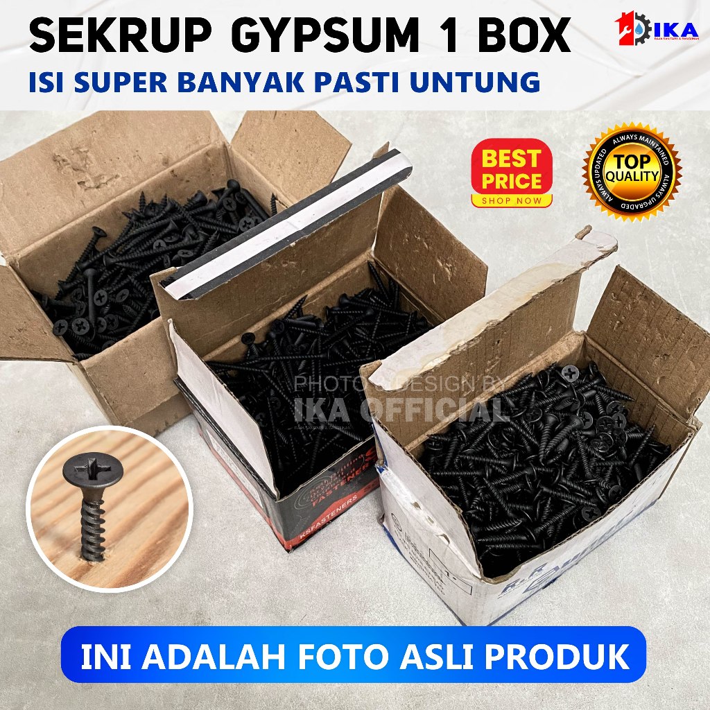 skrup gypsum merk W, skrup drywall, skrup hitam / sekrup gypsum 2 inchi sekrup gipsun 5cm 1box