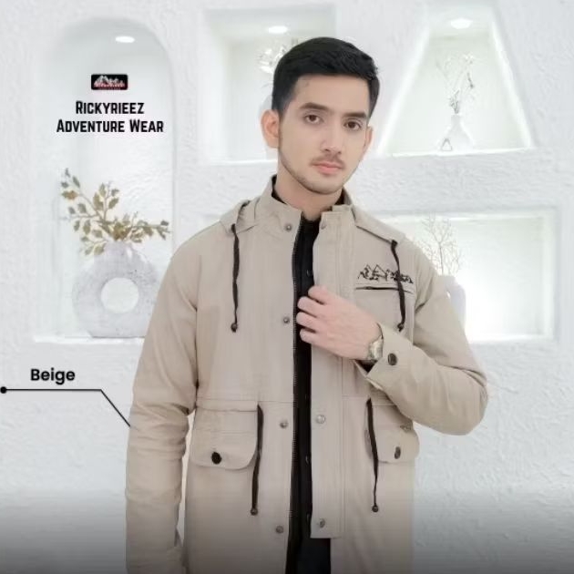 JAKET PARKA PRIA HAJI/UMROH BORDIR MECCA DAN MEDINA