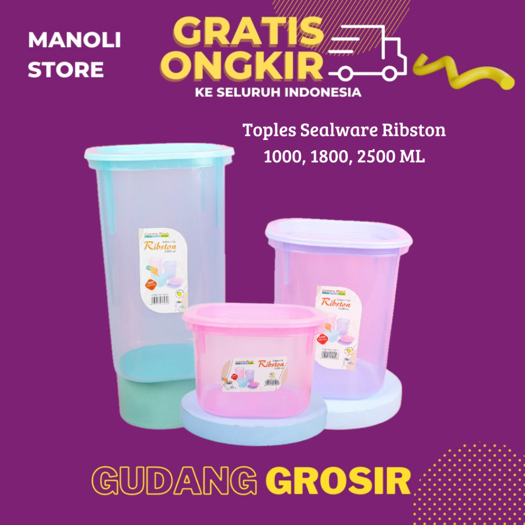 Sealware Ribston 1000ml 1800ml 2500ml - Toples Snack Serbaguna Bahan Plastik Tebal BPA FREE - MN
