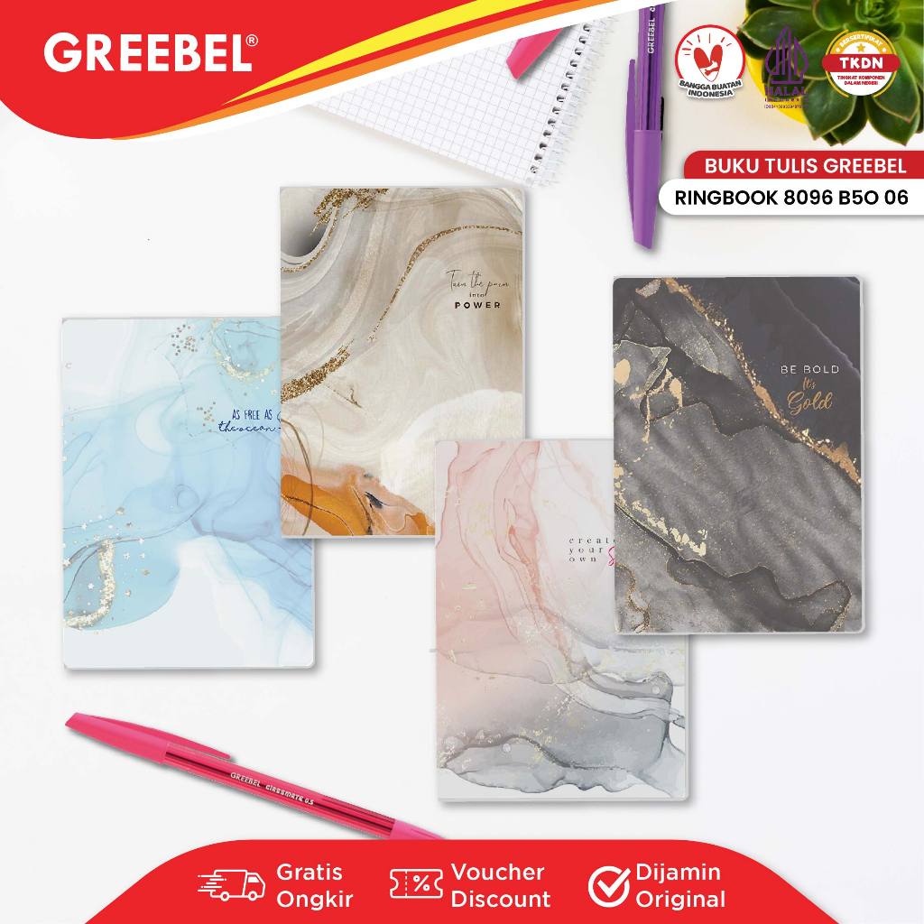 

GREEBEL Ringbook Buku Diary Aesthetic / Ringbook 8096 B50 06 / Buku Note Binder 96 Halaman / Buku Tulis Lucu Pastel