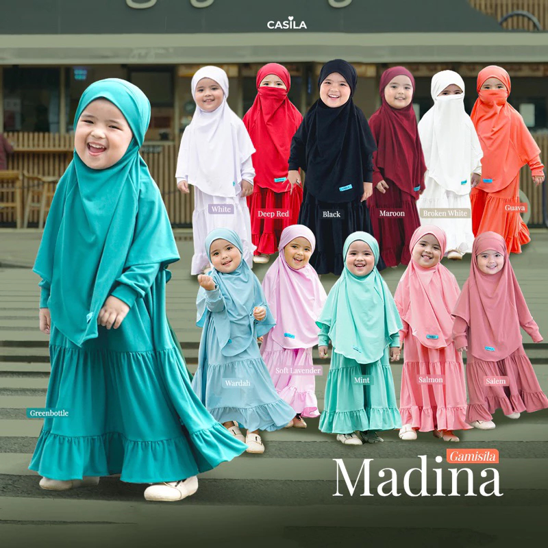 Gamisila Madina Satu Set French Khimar untuk Anak | Pelopor Gamis Anak Indonesia | Gamis Anak Syari