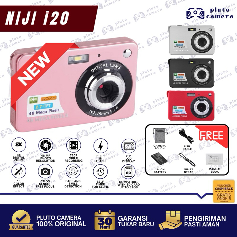 [ORIGINAL] NIJI i20 Digital Camera Digicam Kamera Pocket 48MP