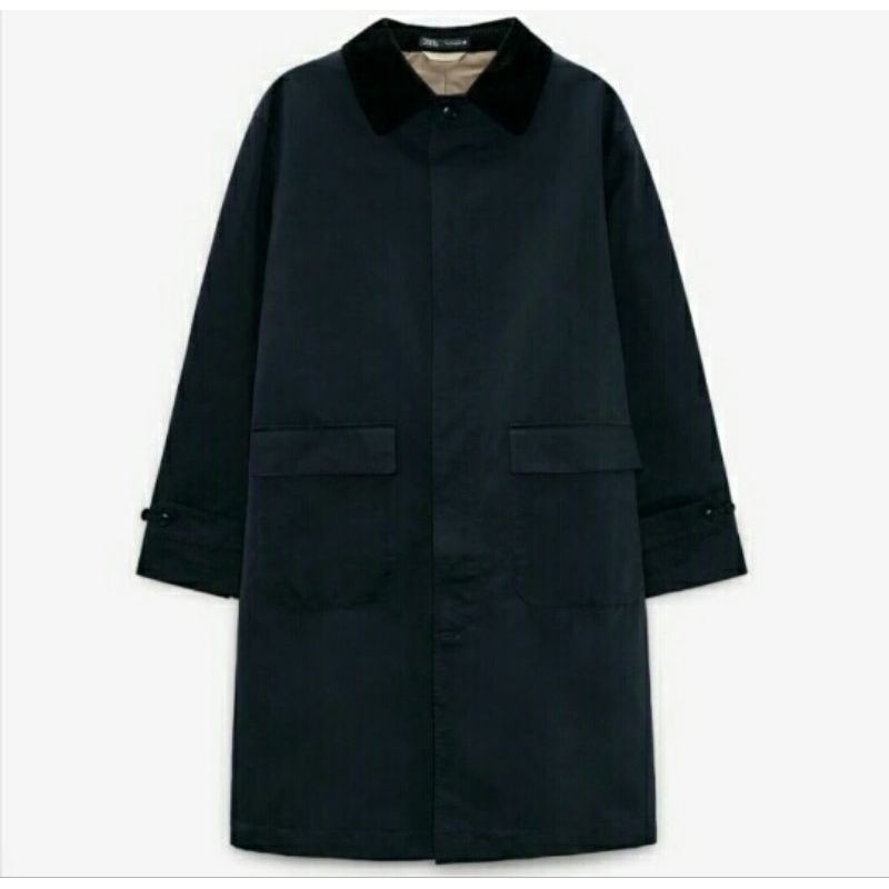 ZR Man Trench Coat Water Repellent Navy - Jaket Autum Musim Dingin Pria