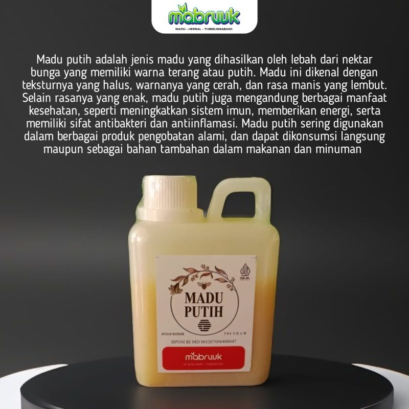 

Madu Putih 135 gr | 500 gr Mabruuk | Madu Sumbawa