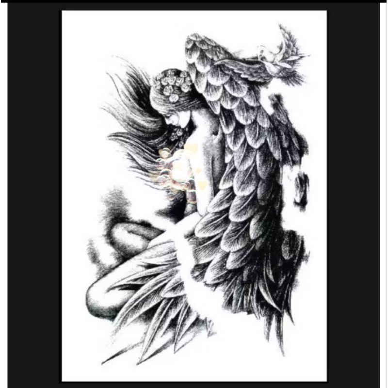 Tattoo Temporary - Tatto Wanita Seksi Bersayap - Tatto Lengan Tangan Punggung Dada Pinggang Kaki - T