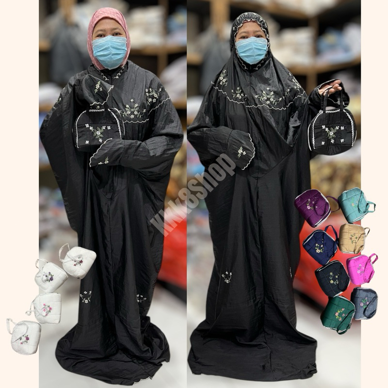 Mukena Dewasa Terusan 2 in 1 Super Jumbo Travel Travelling Pouch Parasit / Parasut Crinkle Premium B