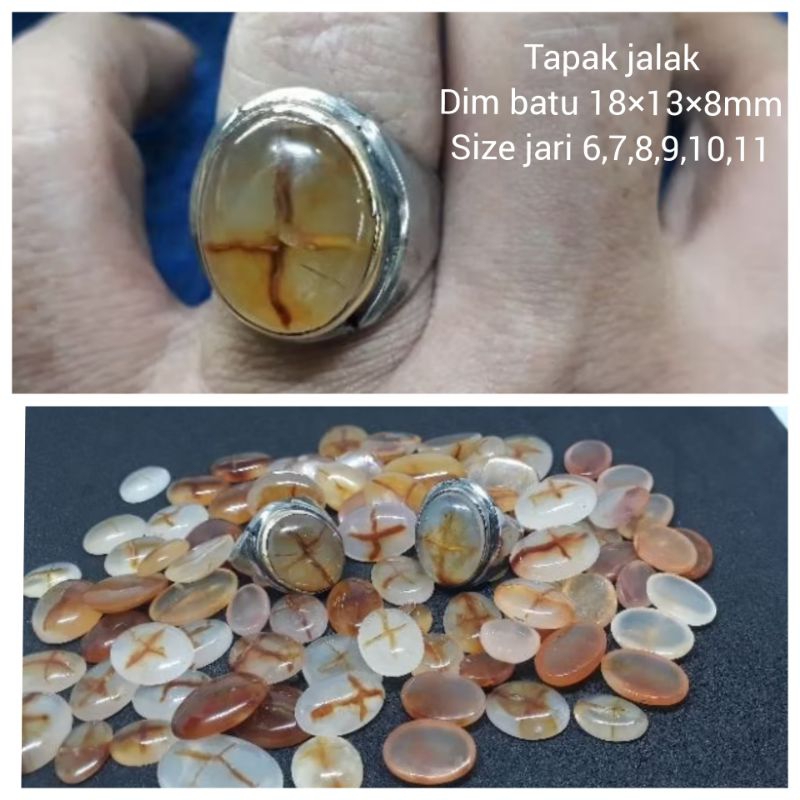 CINCIN BATU TAPAK JALAK CRYSTAL NATURAL ALAM D 18