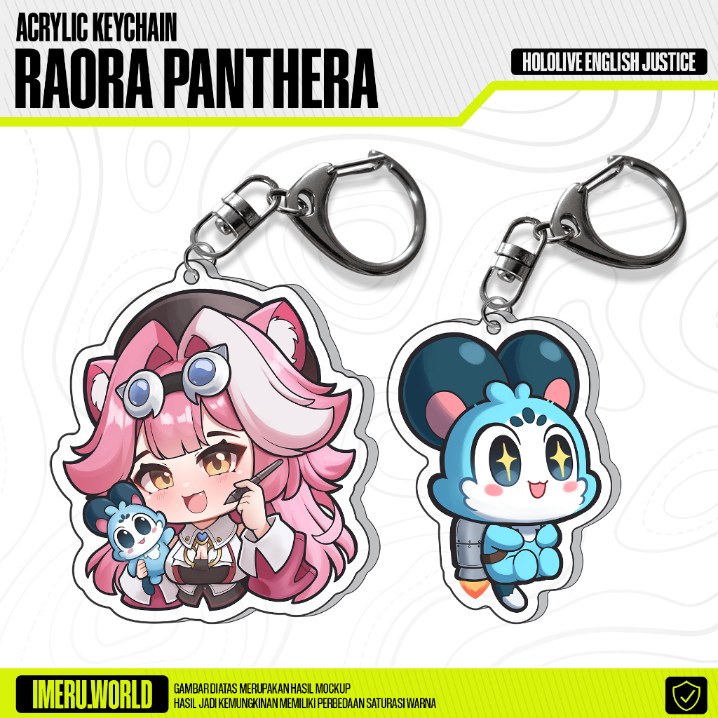 Keychain Gantungan Kunci Akrilik Anime Hololive English Justice Raora Panthera