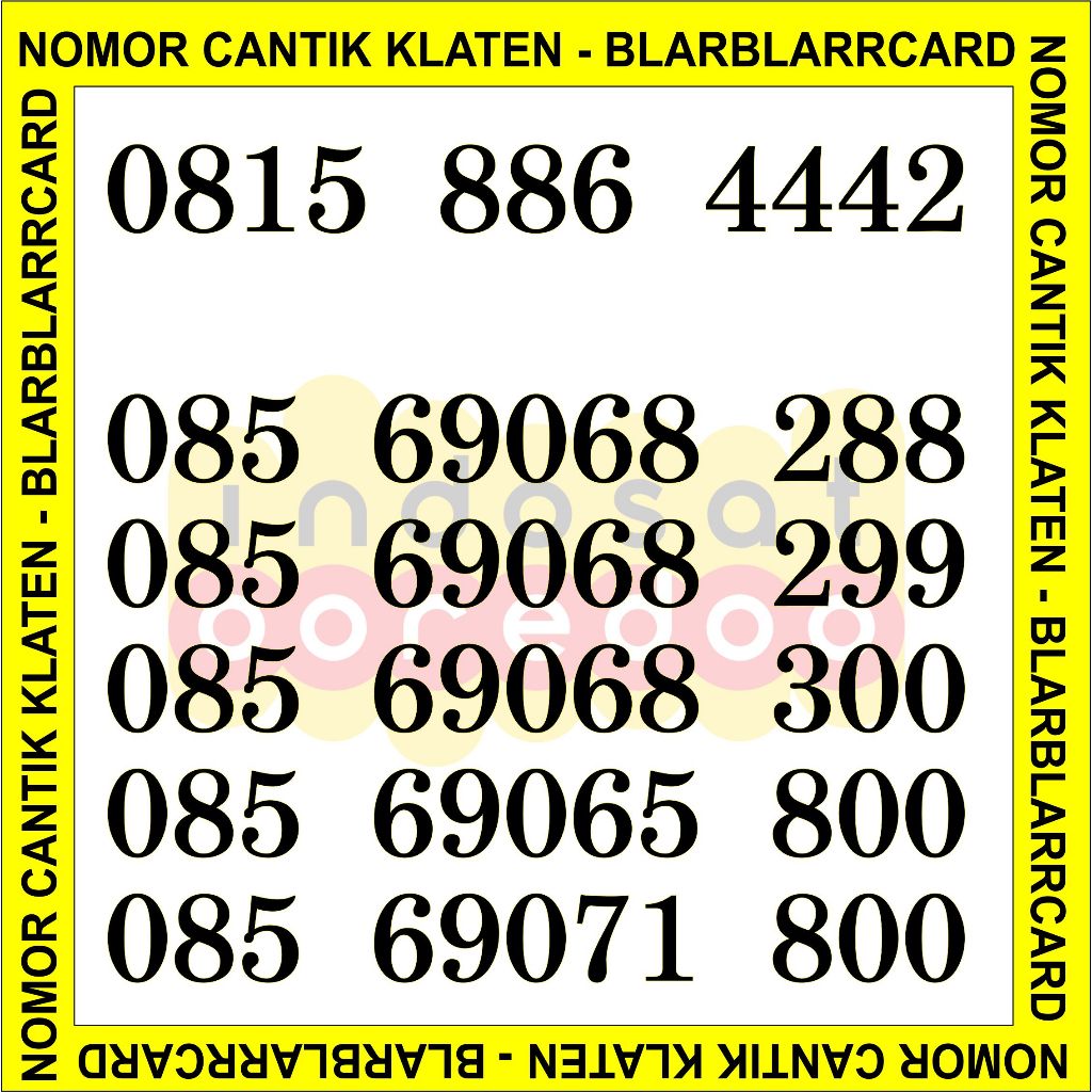 Kartu Perdana Nomor / Nomer Cantik Indosat IM3 11 Digit - 11 Angka Couple