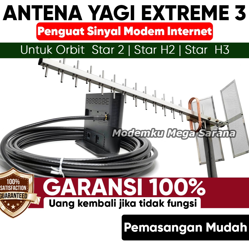 Antena Yagi Extreme 3 Lite Penguat Sinyal Telkomsel Orbit Star 2 Star H2 Huawei B320 Star H3 Huawei 