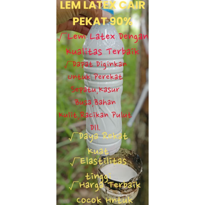 Getah karet/latex alam cair asli/untuk racikan pulut/perekat/busa kasur/Lem sendal Dll, botol kemasa