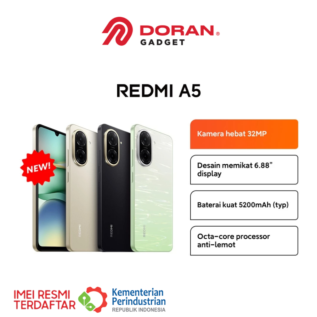 Xiaomi Redmi A5 4/128GB RAM 4GB ROM 128GB - Garansi Resmi 1 Tahun