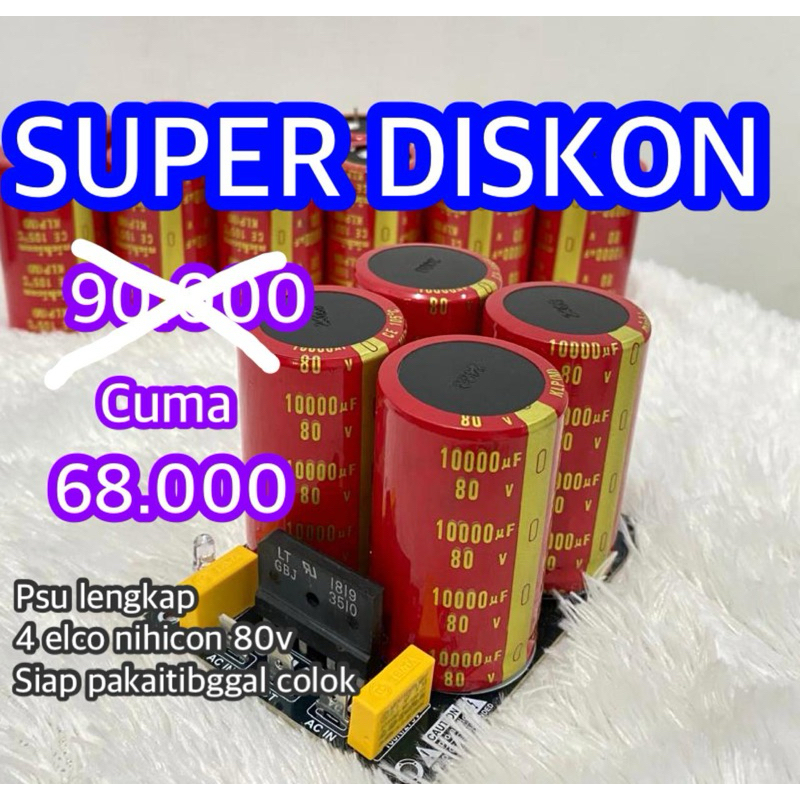 PSU 4 elco 80/10.000 uf rubycon/nichicon merah komplit siap pakai