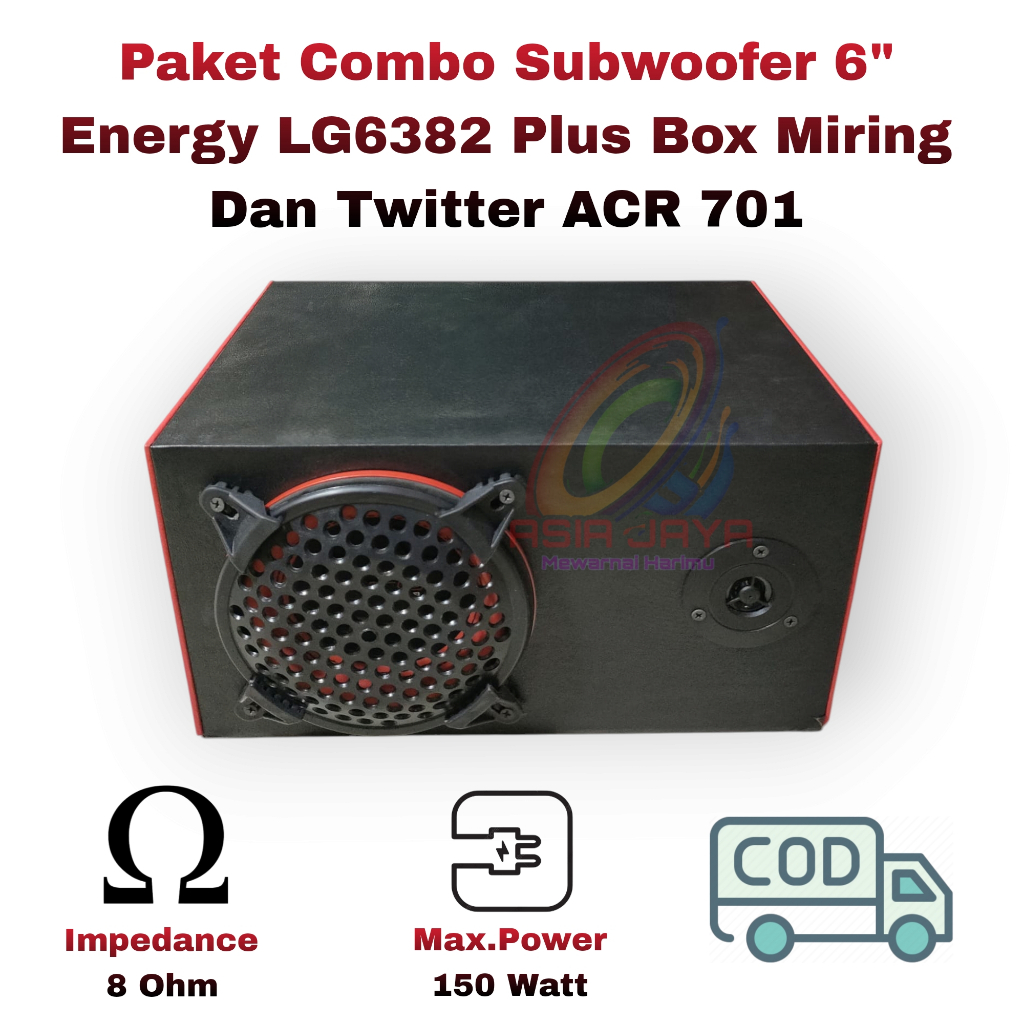 Paket Combo Subwoofer 6inch Energy LG6382 Plus Box 6 Miring + Tutup 6Inch Bonus Tweeter ACR 701
