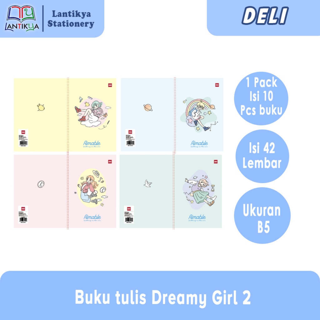 

[1 PACK] Buku Tulis B5 DELI 42 Lembar Dreamy Girl 2 / CNB 542 DREAMY GIRL2