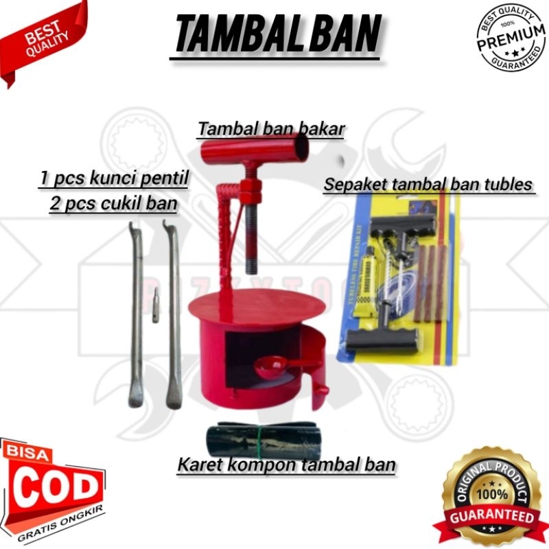 Daz sepaket alat tambal ban motor tambal ban bakar tambal ban tubles tempel ban motor