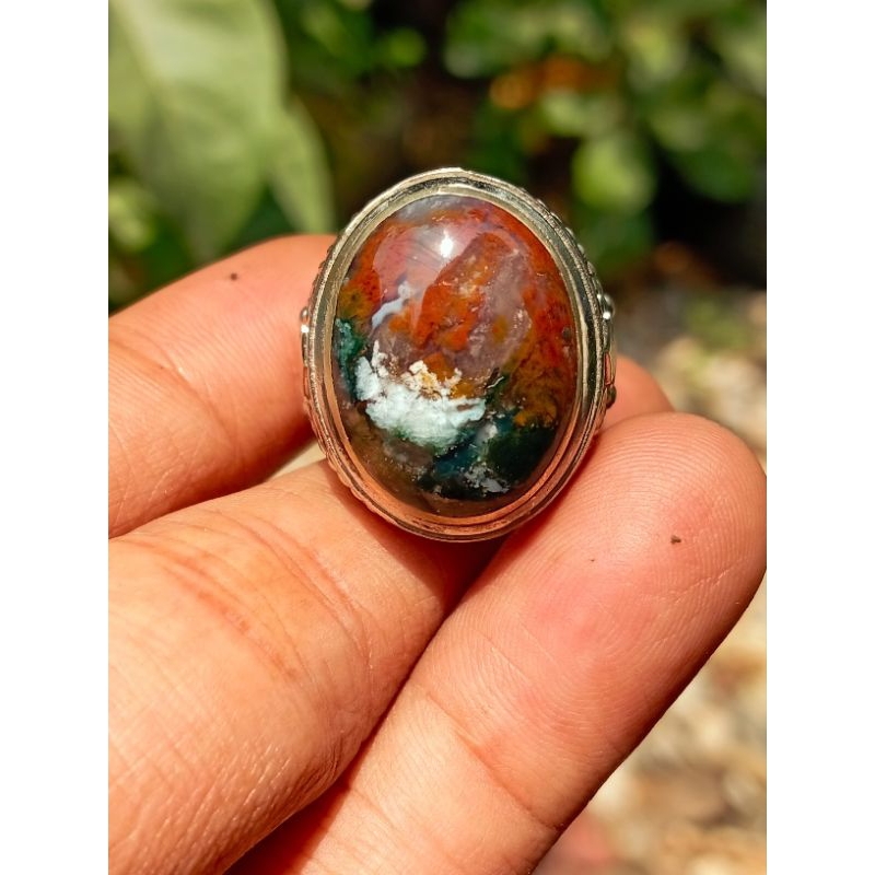 cincin batu akik pancawarna kembang super kristal lain bacan phyrus persia
