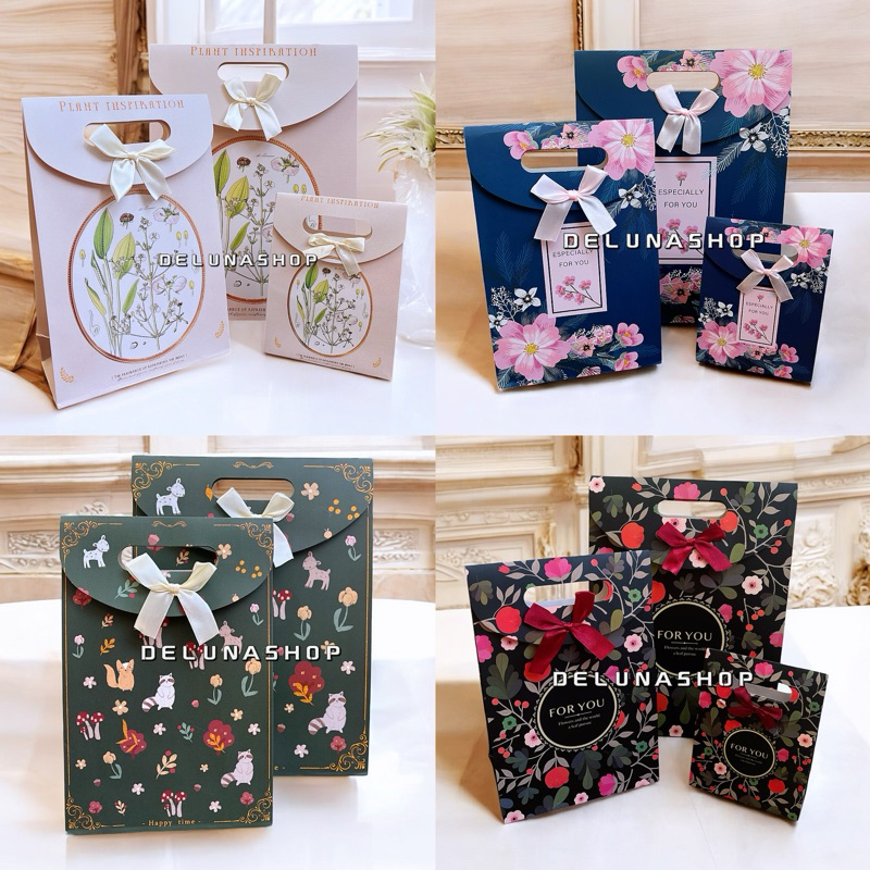

Delunashop DL21A Paper Bag size S/M/L Campur motif Paper Bag bunga tas kertas baju tas ulang tahun souvenir pembungkus kado aper bag botol air minum souvenir paper bag tutup