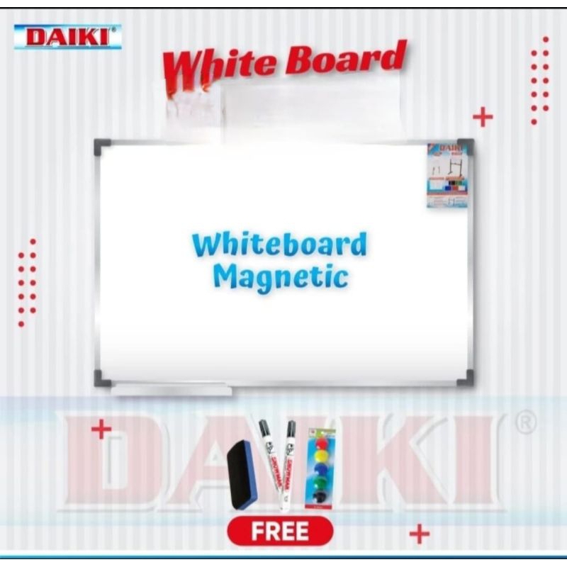 

Daiki Papan Tulis White Board Single Face Magnet Gantung uk 50 x 70 cm / 60 x 90 cm.