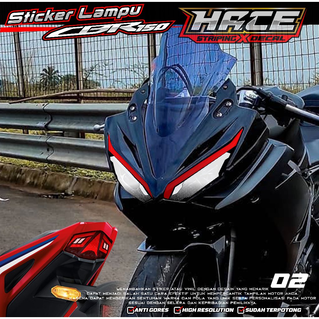 KODE 02 STIKER TRANSPARAN LAMPU CBR 150R FACELIFT 2019 - STIKER LAMPU CBR 150R 2019 TERBARU