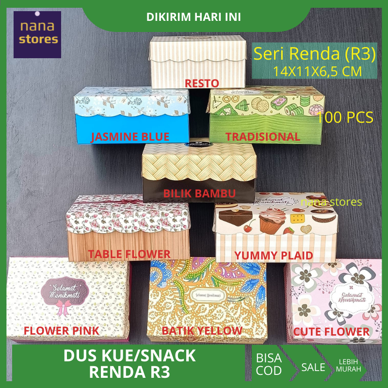 

100 Pcs Dus Kue Seri Renda R3 Untuk Snack Box Dengan Berbagai Motif