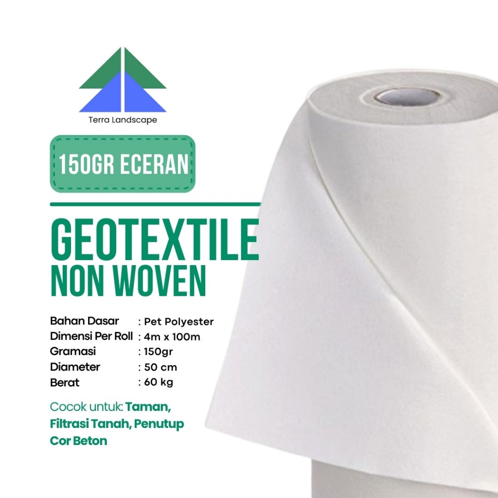Geotextile Non woven 150gr alas resapan taman karpet Geotextile non woven
