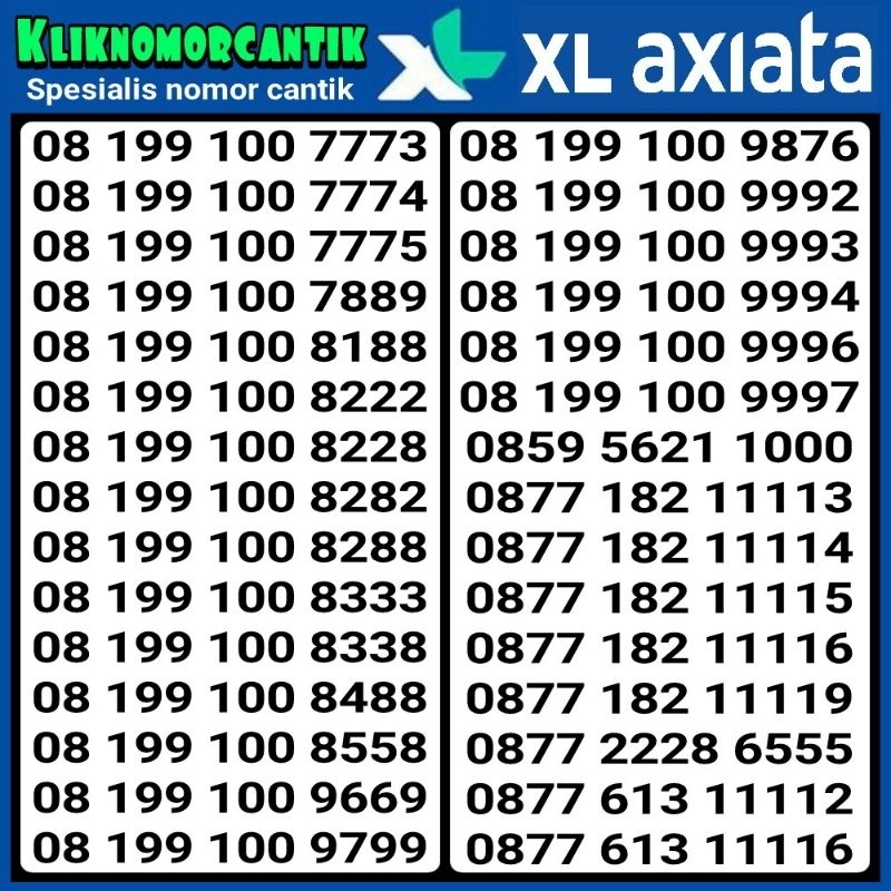 Nomor cantik XL 4G&5G kartu perdana XL Axiata sp.2