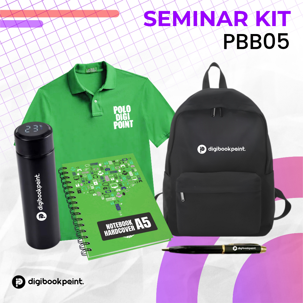 

Paket Seminar Kit - Backpack Cordura, Hardcover Notebook A5, Kaos Polo, Tumbler Suhu, Pulpen Besi Grafir - PBB 05