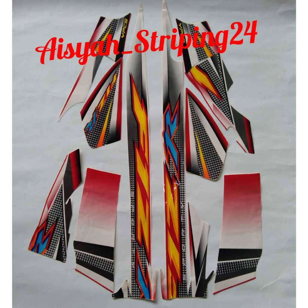 stiker striping lis bodi motor Yamaha FizR 2004 putih merah