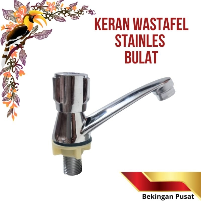 KRAN AIR KERAN TEMBOK KRAN WASTAFEL BULAT STAINLES