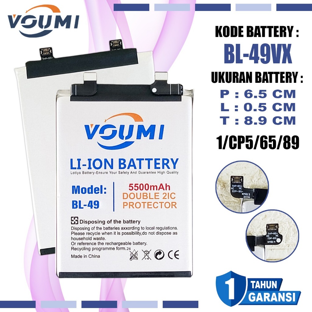 VOUMI Baterai BL-49VX BL49VX Battery Double IC Power high Capacity Compatible Hp Infinix Note 40 pro